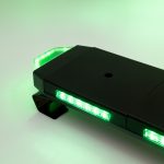 Amber, white, and green tri-color LED rooftop strobe light bar