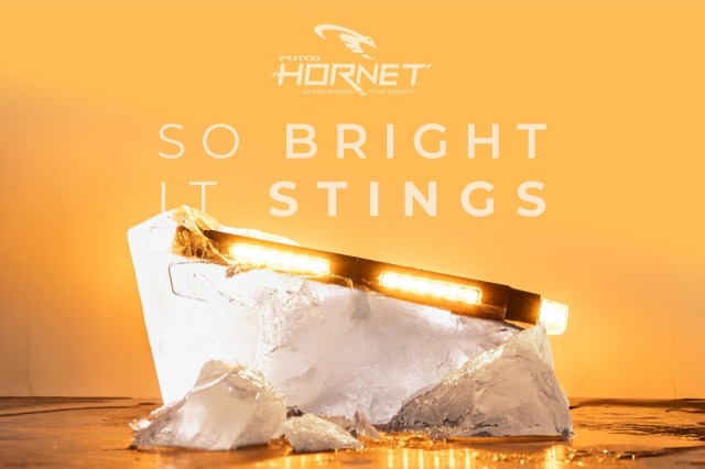 Putco Hornet frozen solid in a block of ice in operation. This graphic is from a real test.