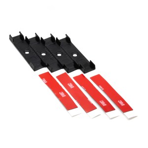 Wipe down the surface and use provided 3M automotive adhesive to reinstall clips.
