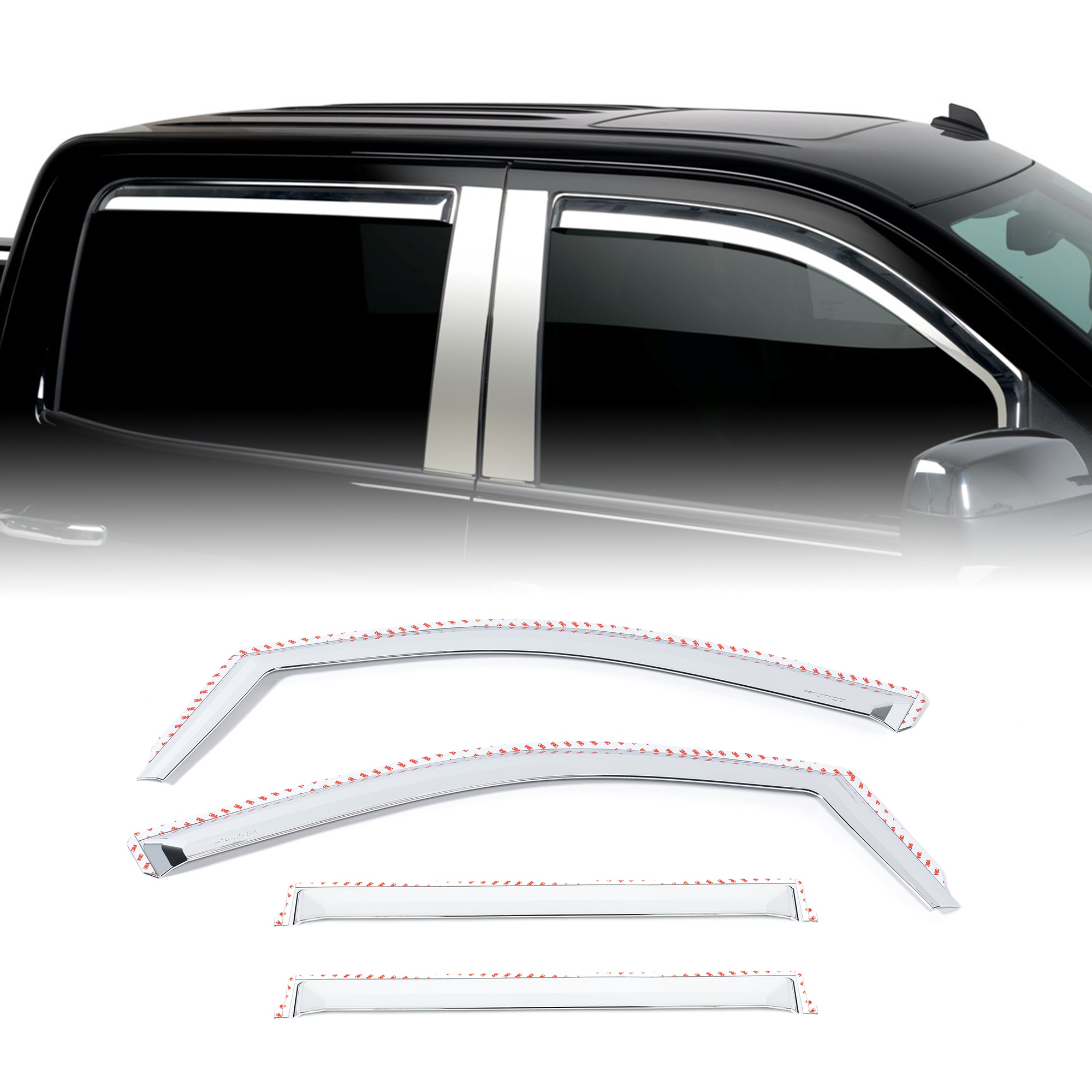 Chevrolet / GMC - 4 Piece Chrome Window Visor Kit Chevrolet / GMC - 4 Piece Chrome Window Visor Kit
