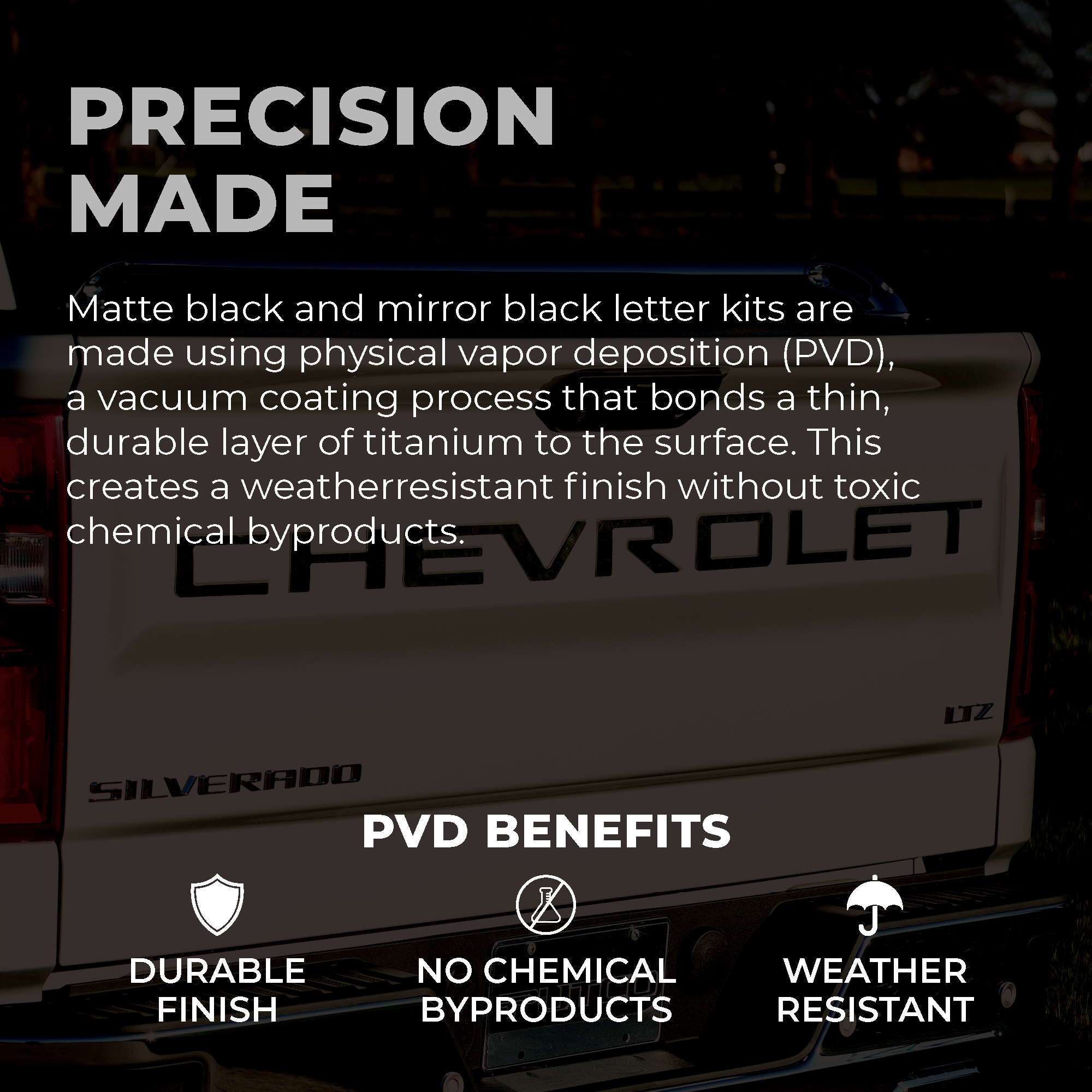 Chevy Letter Kit - Precision Made - Infographic