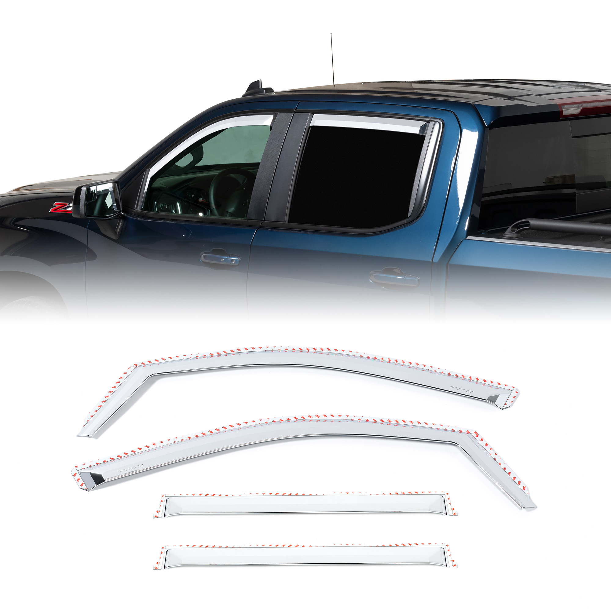 Chevrolet / GMC - 4 Piece Chrome Window Visor Kit Chevrolet / GMC - 4 Piece Chrome Window Visor Kit