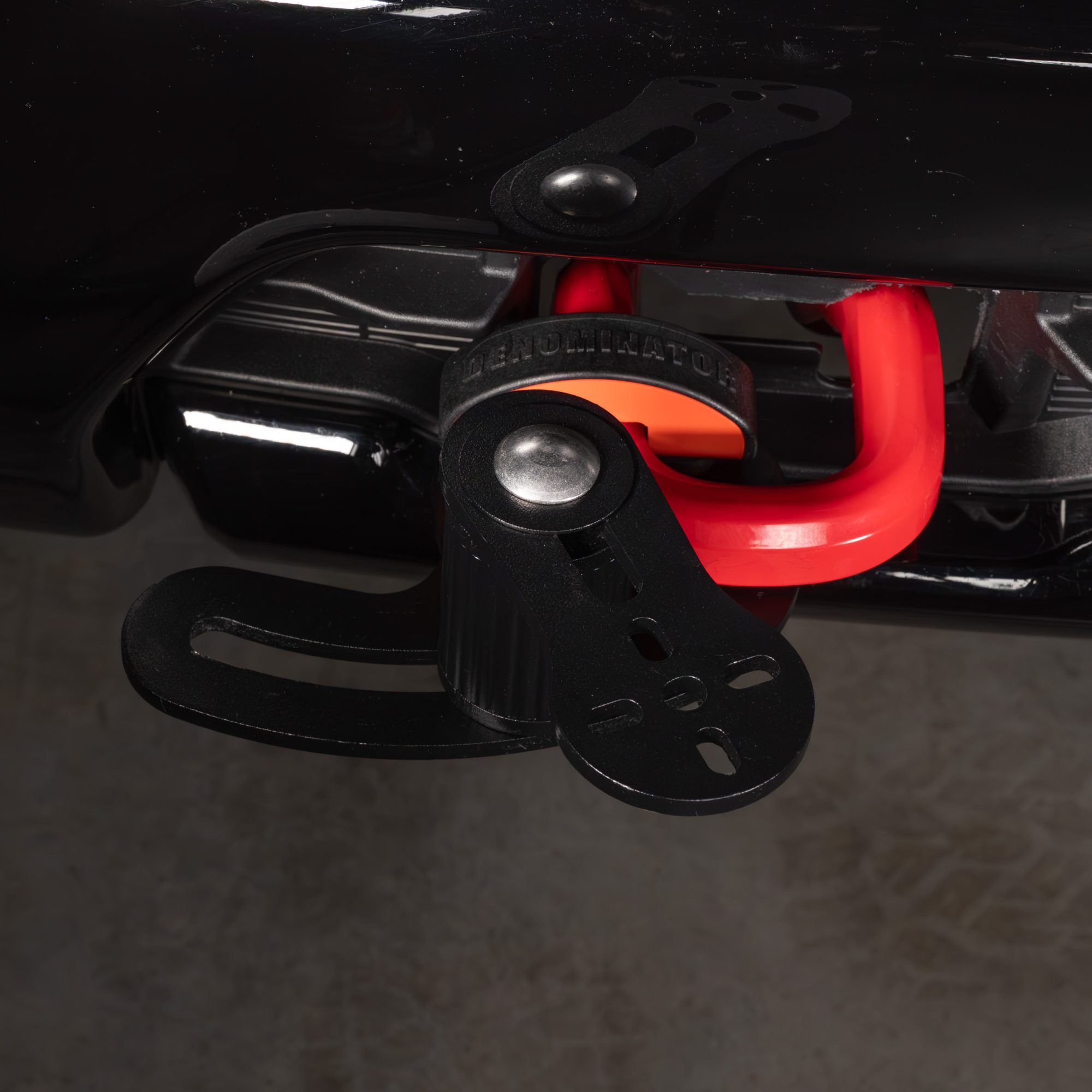 Close up of Denominator LED bracket, mounted bracket light bar attach point Close up of Denominator LED bracket, mounted bracket light bar attach point