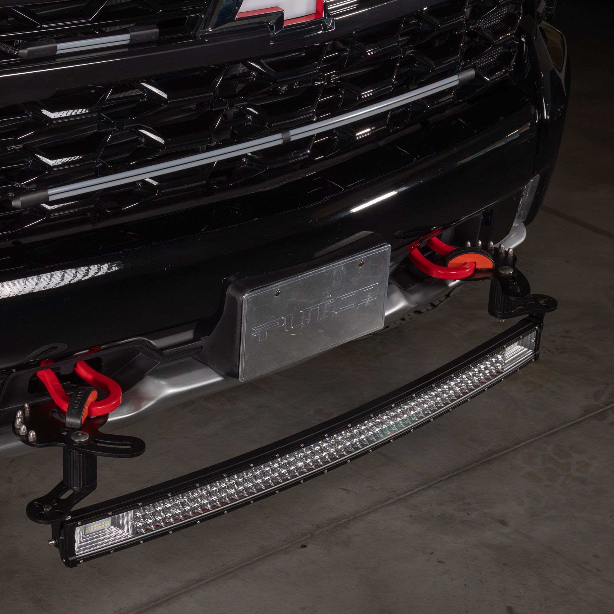 Curved 42" LED light bar mounted to the front of the Chevy Silverado Curved 42" LED light bar mounted to the front of the Chevy Silverado