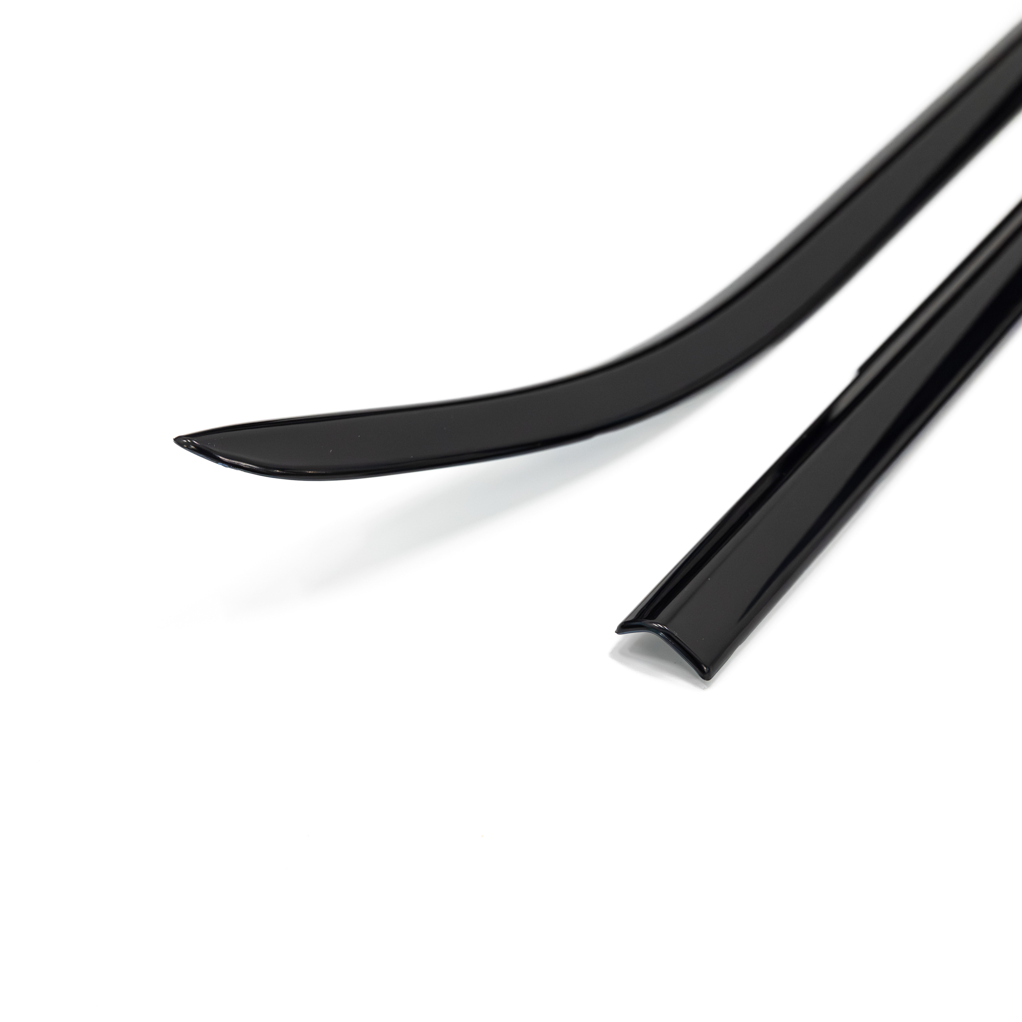 Dark window trim accents adding sleek styling to truck windows Dark window trim accents adding sleek styling to truck windows