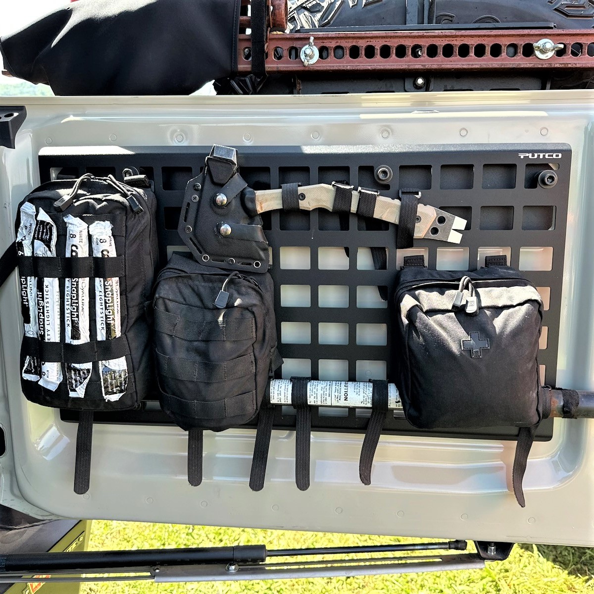 Ford Bronco Tailgate Molle Panel in use (Customer image)