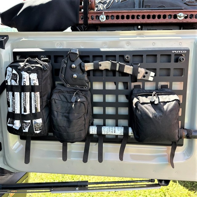 Ford Bronco Tailgate Molle Panel in use (Customer image)
