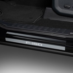 Putco F150 Logo Black Door Sill Plates Kit - Front Driver Side Shown