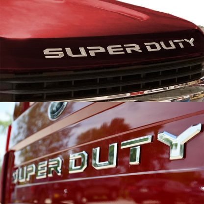 Ford Super Duty Stamped Letter kit, Polished Stainless Steel with 3M tape. Easy stick on. Chrome like finish.
