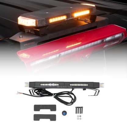 16" High-power amber LED strobe light bar for trucks. Compact, durable, and built for maximum visibility and safety