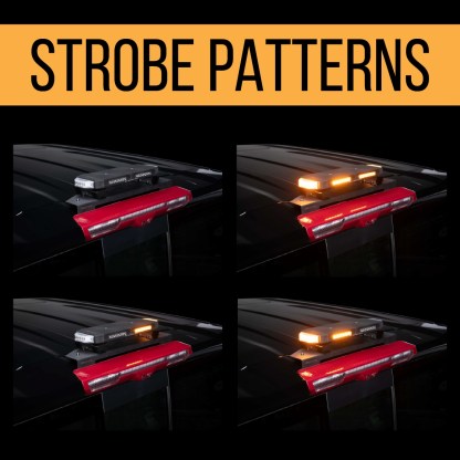 Dual-zone strobe patterns for enhanced visibility and increased attention and visibility.