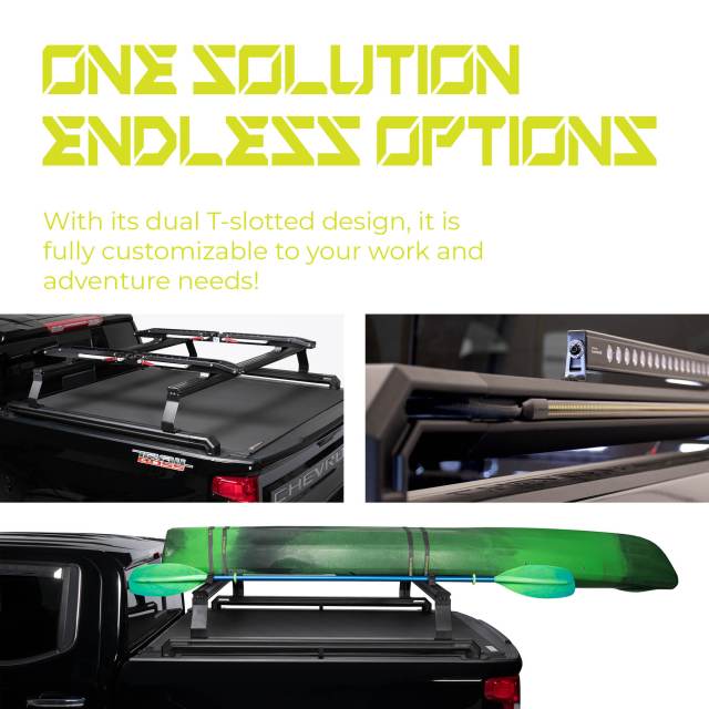 With its dual T-slotted design, TEC Rails are fully customizable to your work and adventure needs!