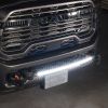LED light bar mounted to Dodge Ram factory tow hooks with quick install