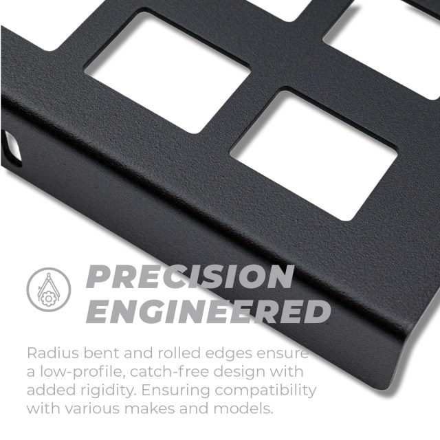 Panels are bent along flat surface - providing more strength.