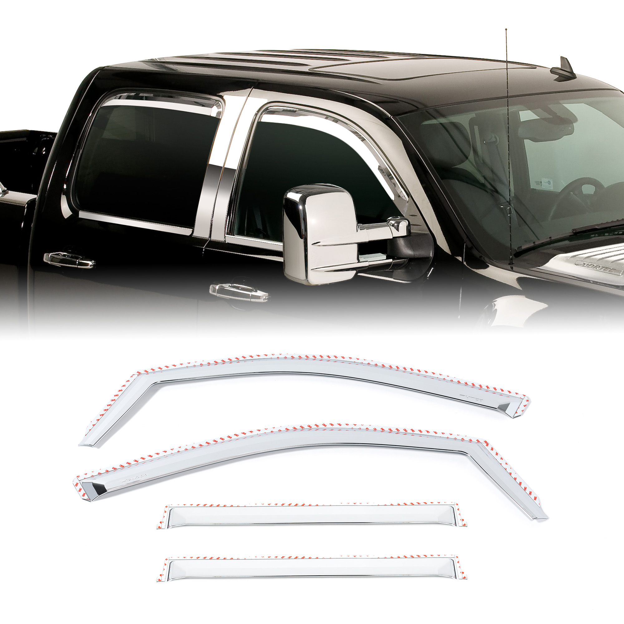 Chevrolet / GMC - 4 Piece Chrome Window Visor Kit Chevrolet / GMC - 4 Piece Chrome Window Visor Kit