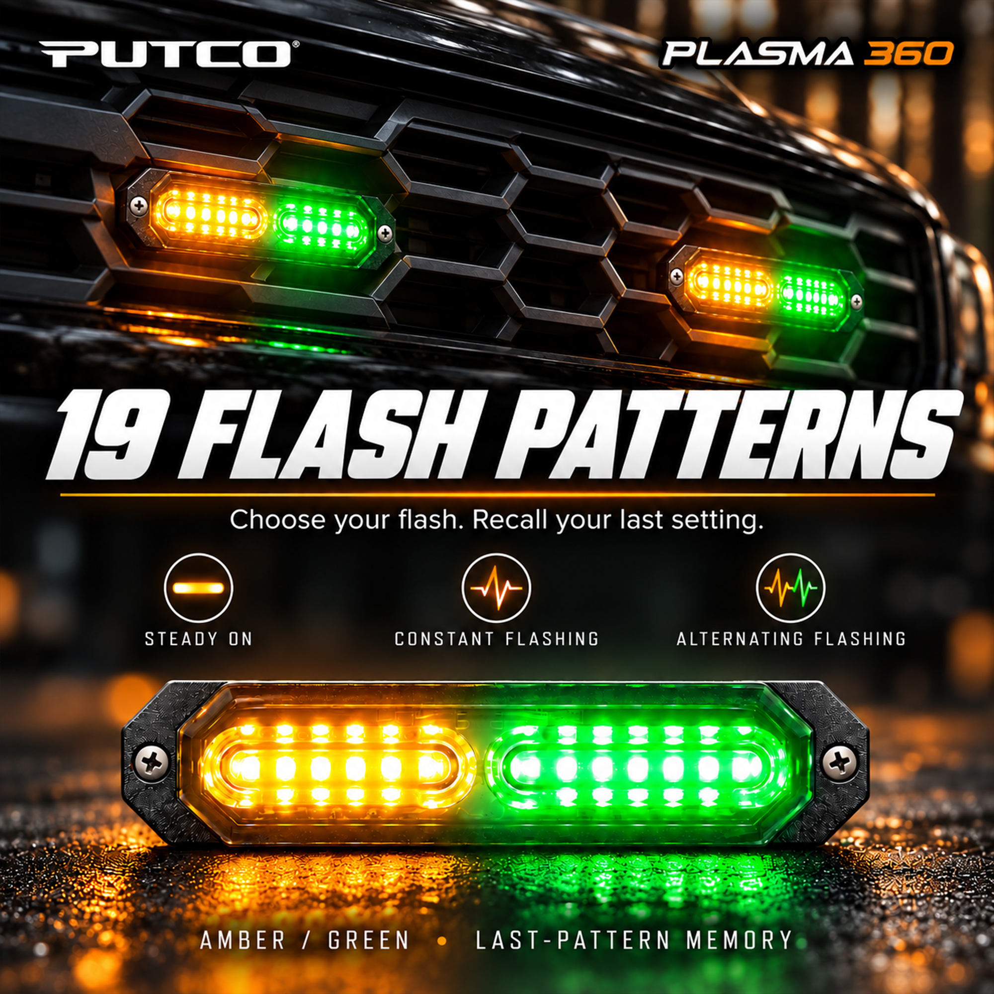 Putco Plasma 360 Amber/Green - 19 Flash Patterns Putco Plasma 360 Amber/Green - 19 Flash Patterns