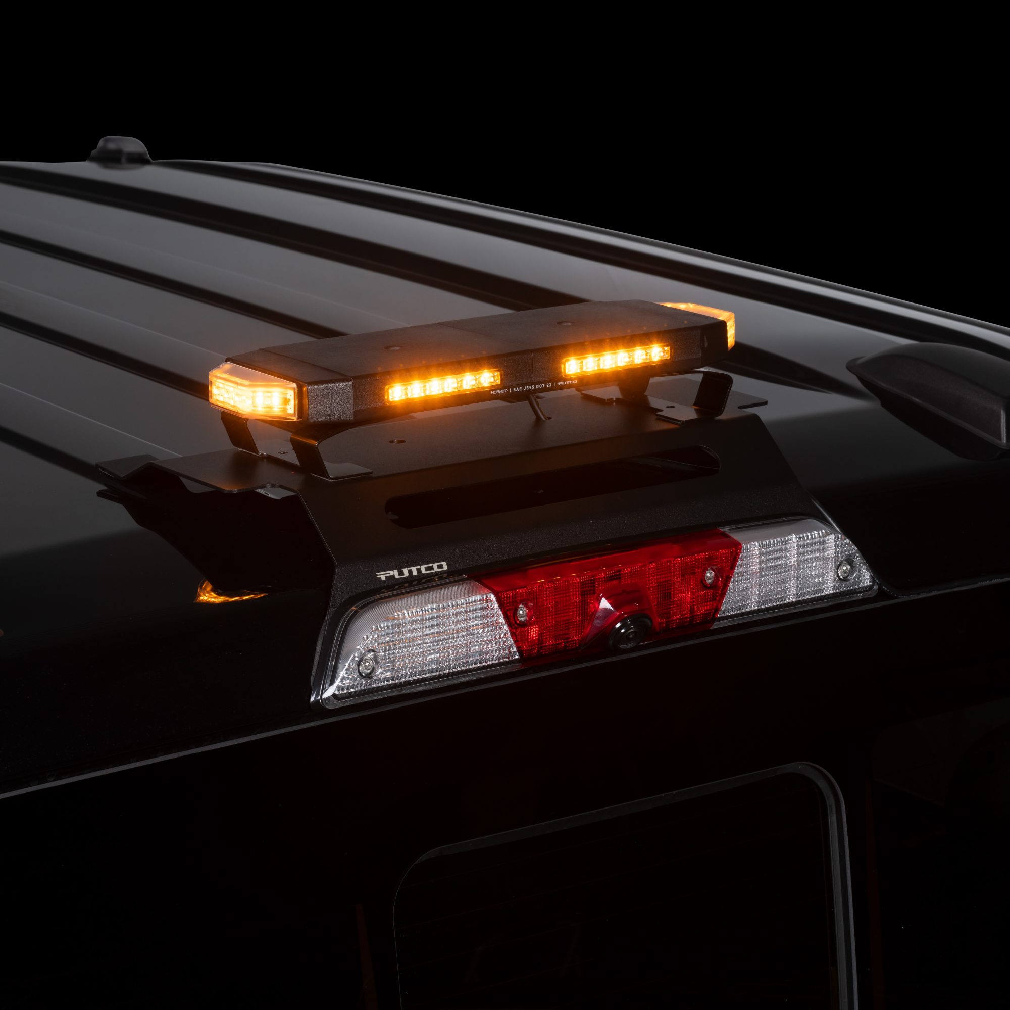 950001&950216 - Putco Tri-Hornet Stealth Roof Top LED Light Bar With Third  Brake Light Mount Bracket - Fits Ford F150 2015-2024, Ford F250/F350  2017-2024 - 24 LED Strobe Light