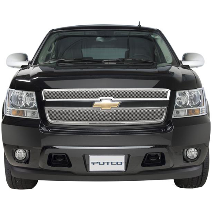 YHIMPORT Stainless Steel Black Mesh Lower Bumper Grille For 2007-2014 Chevy Tahoe/Avalanche/Suburban