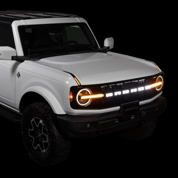 Putco Luminix Ford Bronco LED Grille and Virtual Blade Emblem - White with Amber DRL
