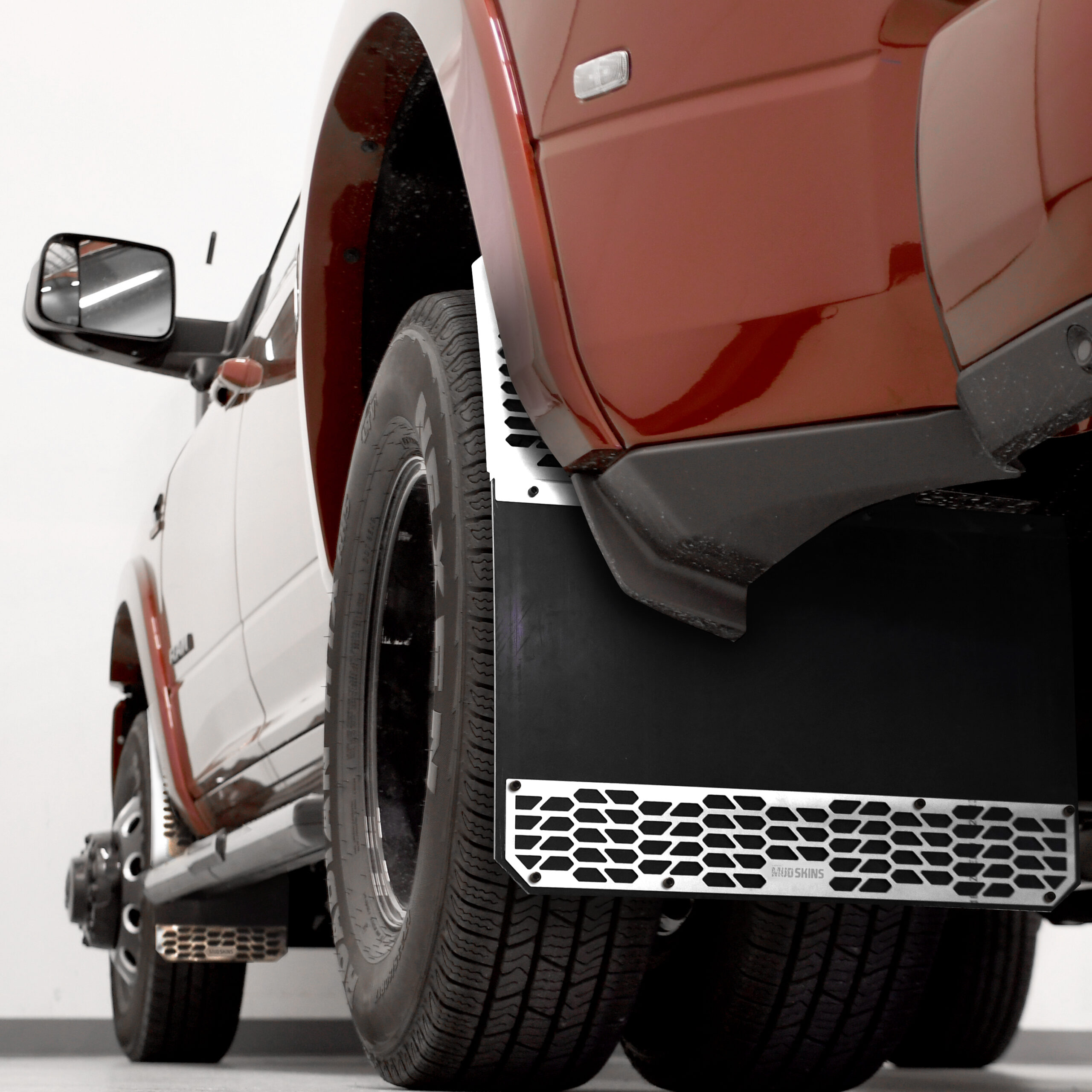 78145 Putco Brushed Stainless Steel HEX Steel Mud Skins Rear