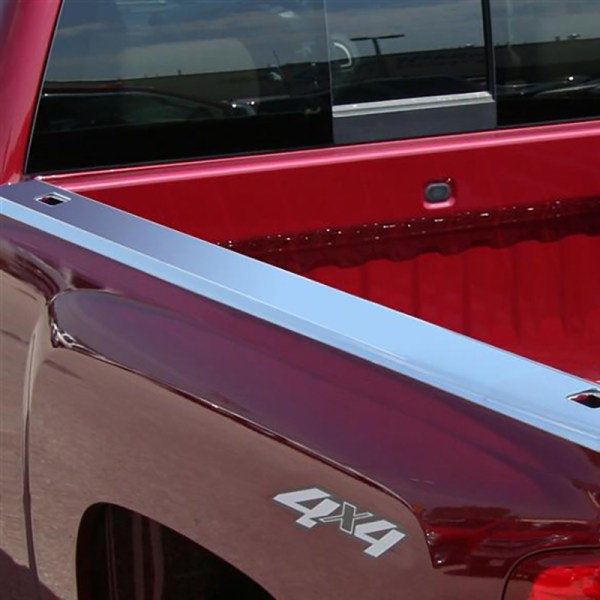 Bed Rail Caps with Stake Pocket Holes on Chevy Truck