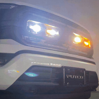 Putco Stinger Lightheads with Amber, White and Blue Strobe LEDs - GIF Image