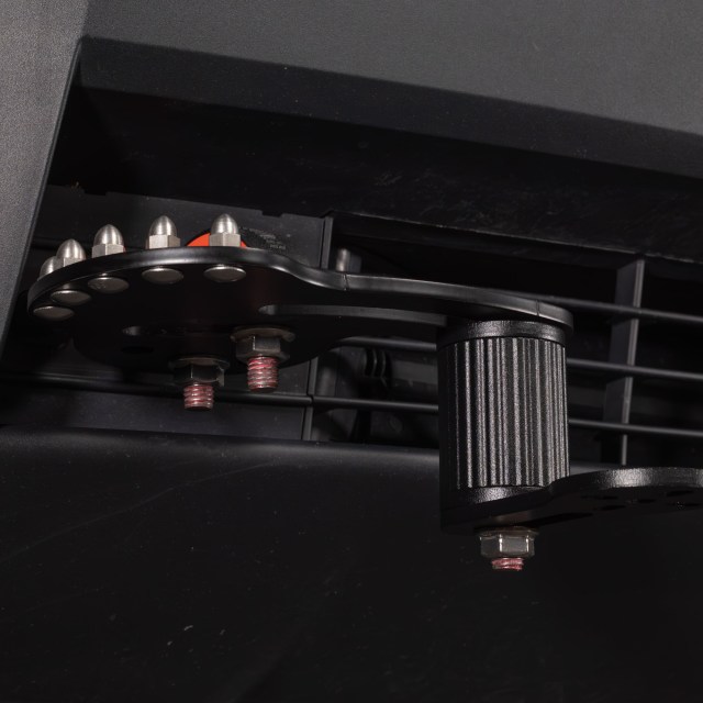 Stainless steel hardware and powder-coated Denominator D1S-D underside