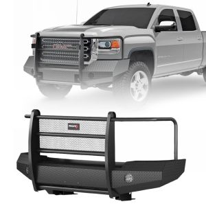 Heavy Duty Steel Front Bumper Replacement with Grille Guard and Sensor Compatibility