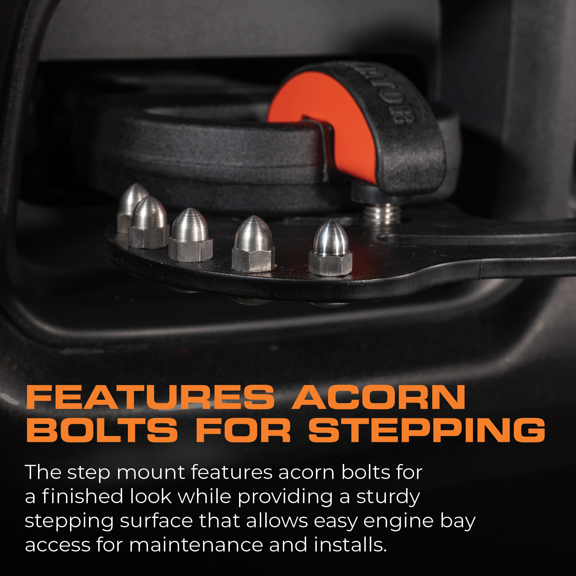 Step studs provide grip and durability for access. Step studs provide grip and durability for access.