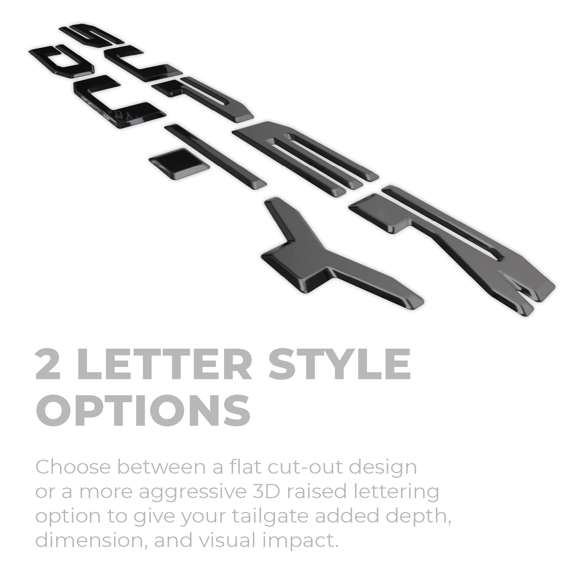 Super Duty Hood Letter Kit - 2 Style Options - Infographic