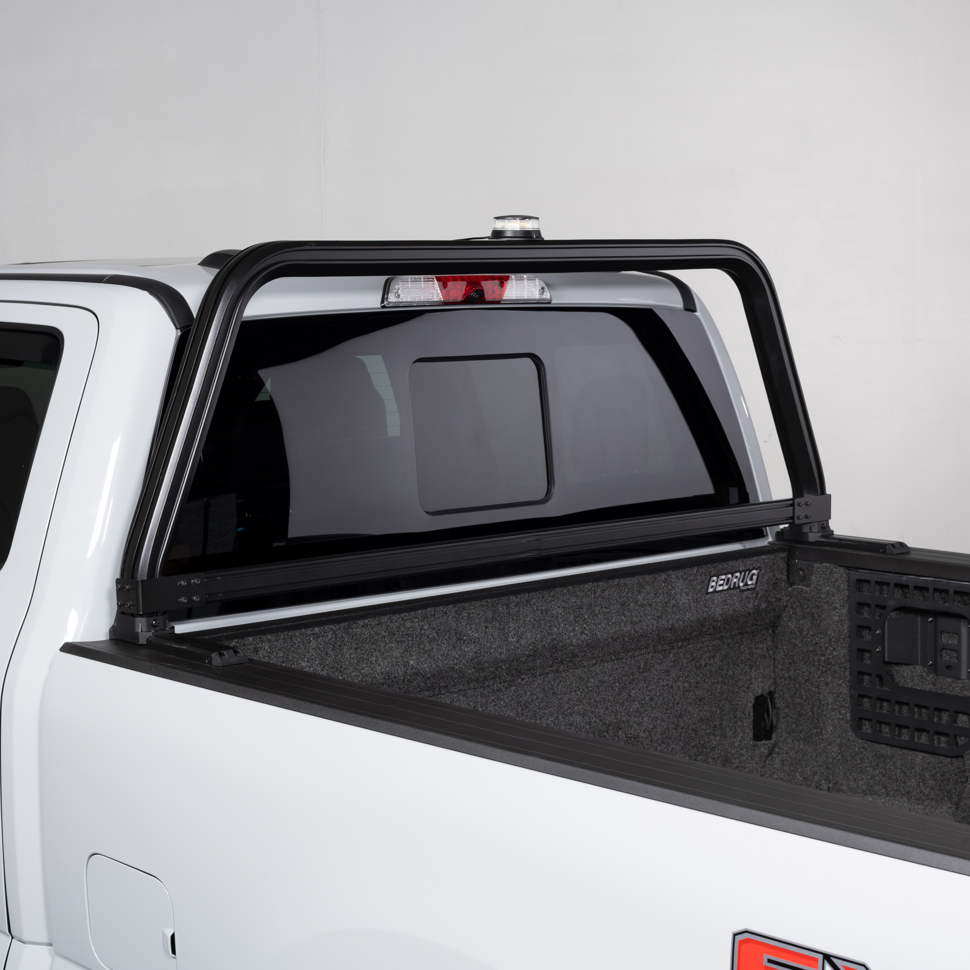 Amber/White Dual Color LED Beacon Light Mounted to Open Frame Cab Rack Amber & White Dual Color LED Beacon Light Mounted to Open Frame Cab Rack