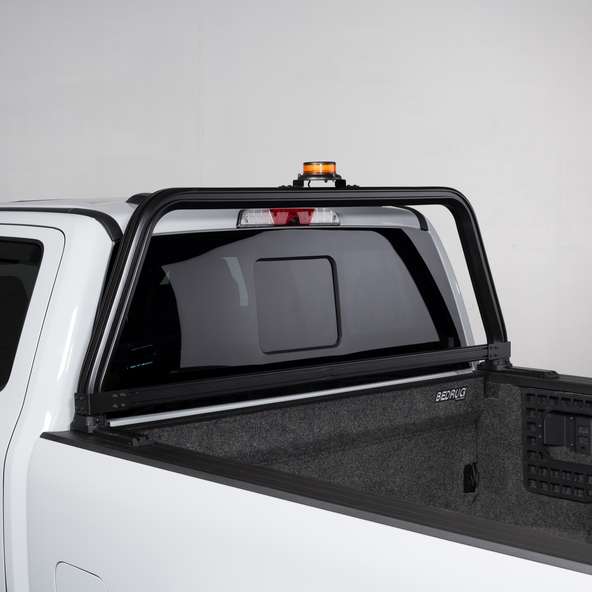 Amber 360° LED Beacon Strobe Light Mounted to Open Frame Cab Rack Amber 360° LED Beacon Strobe Light Mounted to Open Frame Cab Rack
