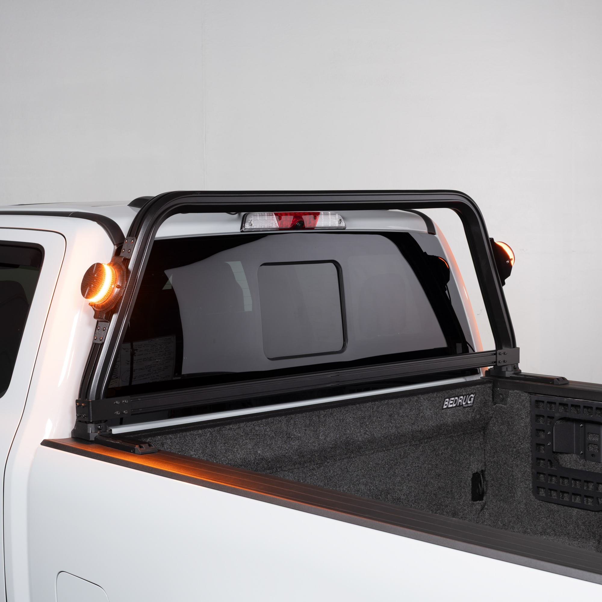 Amber Programmable LED Beacon for Utility Vehicles Mounted to Open Frame Cab Rack Amber Programmable LED Beacon for Utility Vehicles Mounted to Open Frame Cab Rack