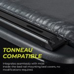 TEC Skin mounted with a tonneau cover, showing compatibility with inside-the-rail bed cover installations