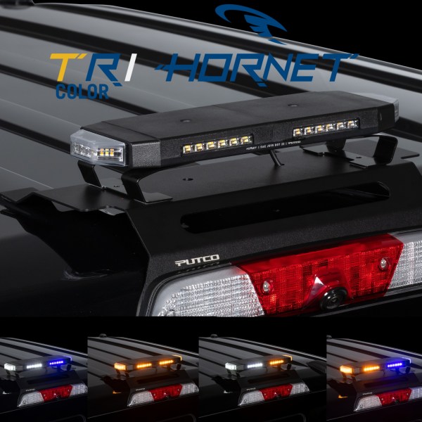 Putco Tri-Hornet LED Stealth Rooftop Strobe Light Bar (Amber, White & Blue)