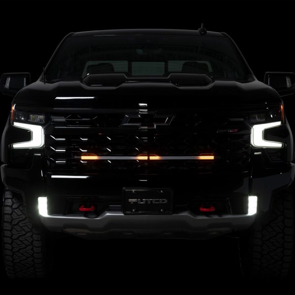 Virtual Blade Amber Pattern (Ford Raptor Style) Amber DRL Shown - Front View