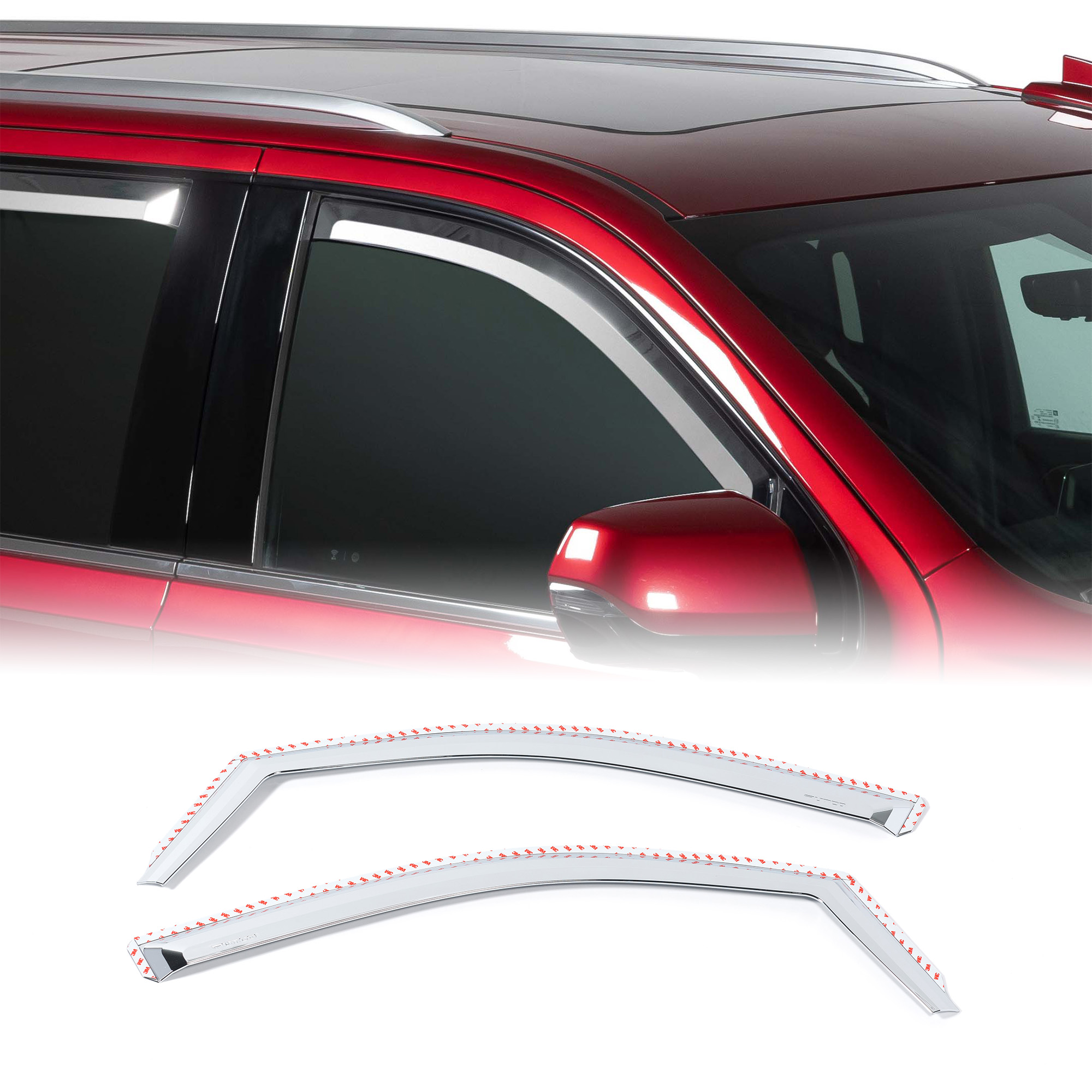 Yukon/Suburban - Front Only Two Piece Chrome Window Visor Kit Yukon/Suburban - Front Only Two Piece Chrome Window Visor Kit