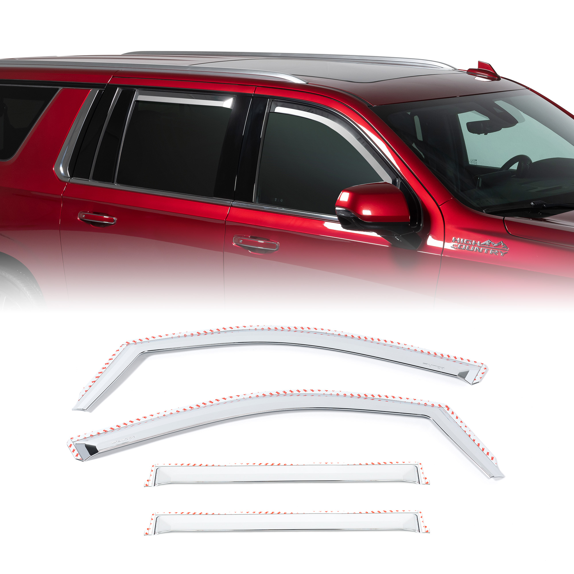 Suburban / Yukon - 4 Piece Chrome Window Visor Kit Suburban / Yukon - 4 Piece Chrome Window Visor Kit